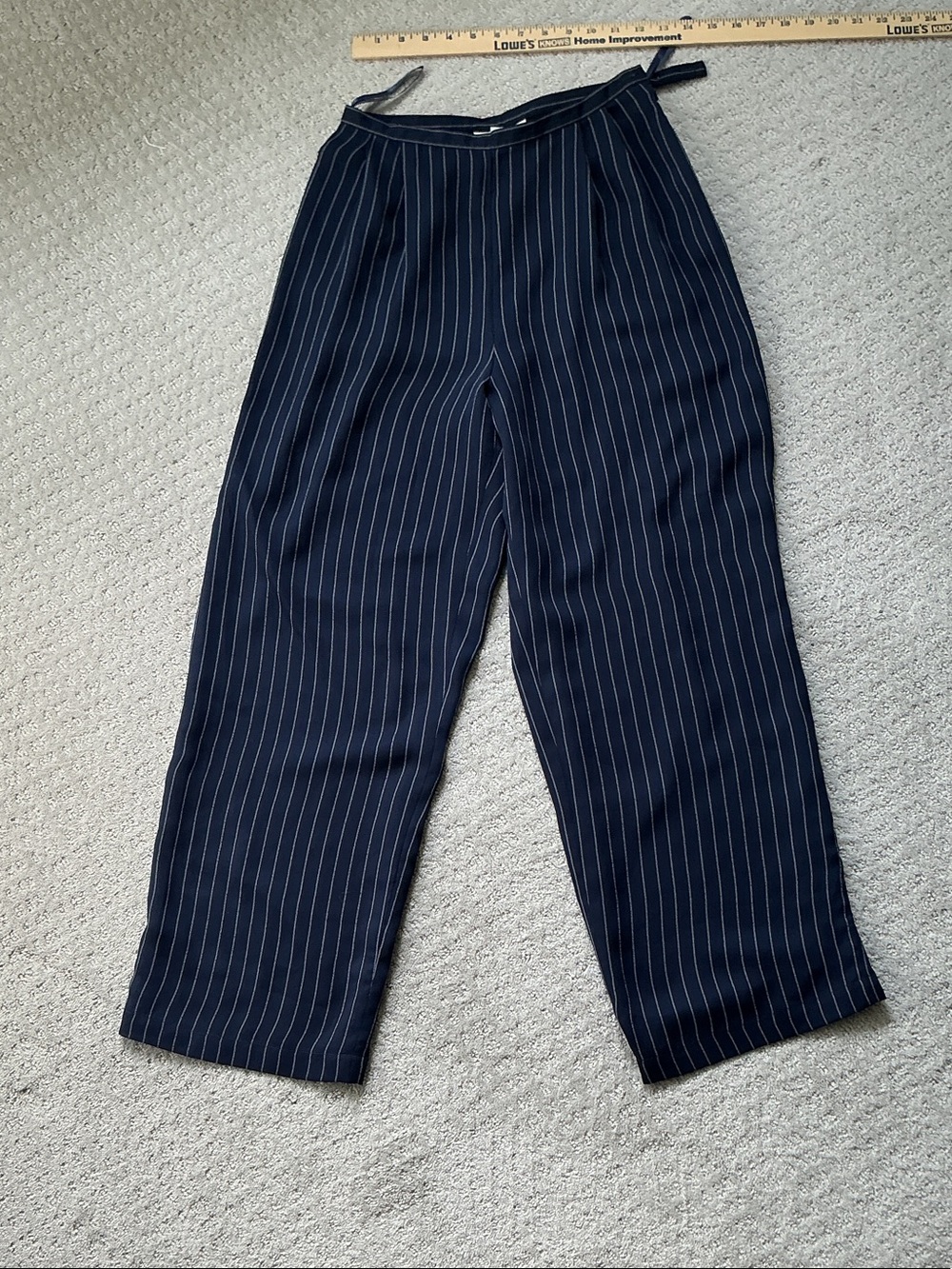 Talbots Navy Pinstripe Wide-Leg Pants